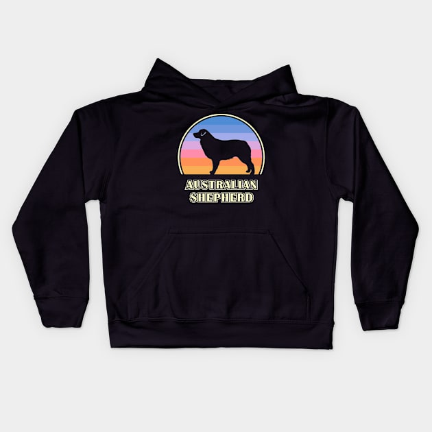 Australian Shepherd Vintage Sunset Dog Kids Hoodie by millersye